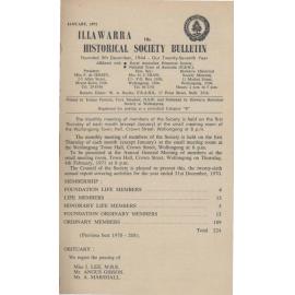 Illawarra Historical Society Bulletin January 1971