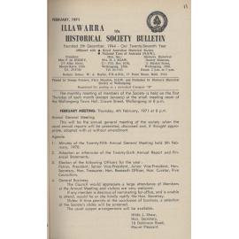 Illawarra Historical Society Bulletin February 1971