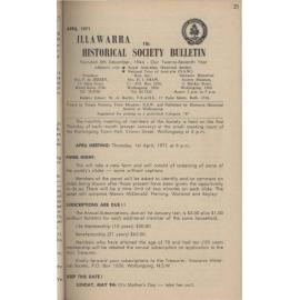 Illawarra Historical Society Bulletin April 1971