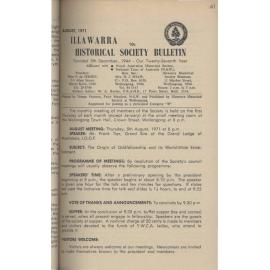 Illawarra Historical Society Bulletin August 1971