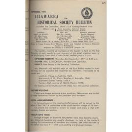 Illawarra Historical Society Bulletin September 1971