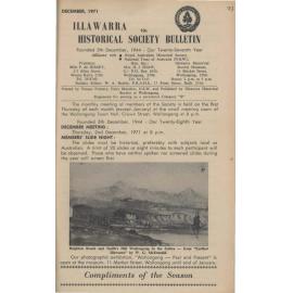 Illawarra Historical Society Bulletin December 1971