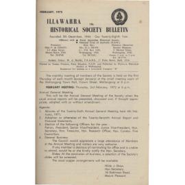 Illawarra Historical Society Bulletin February 1972