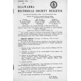 Illawarra Historical Society Bulletin January 1973