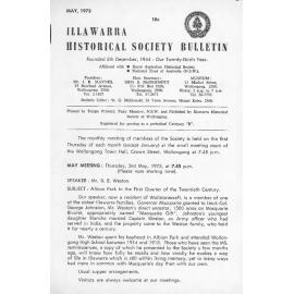 Illawarra Historical Society Bulletin May 1973