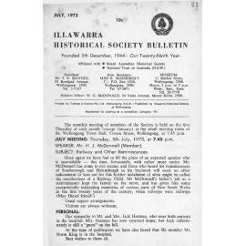 Illawarra Historical Society Bulletin July 1973