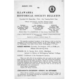 Illawarra Historical Society Bulletin August 1973