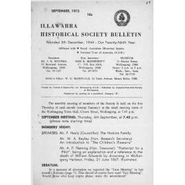 Illawarra Historical Society Bulletin September 1973