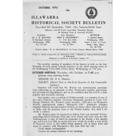 Illawarra Historical Society Bulletin October 1973
