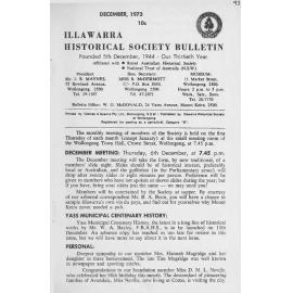 Illawarra Historical Society Bulletin December 1973