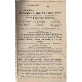 Illawarra Historical Society Bulletin October 1974