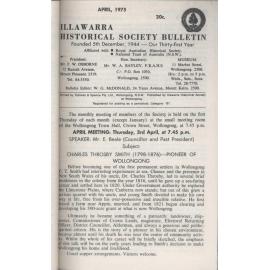 Illawarra Historical Society Bulletin April 1975