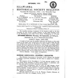 Illawarra Historical Society Bulletin September 1975