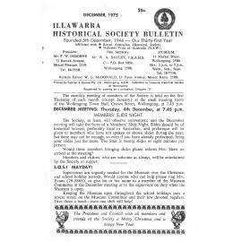 Illawarra Historical Society Bulletin December 1975