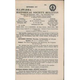 Illawarra Historical Society Bulletin September 1977