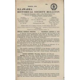 Illawarra Historical Society Bulletin March 1978