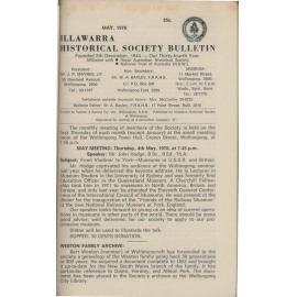 Illawarra Historical Society Bulletin May 1978