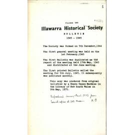 Illawarra Historical Society Bulletin May 1945