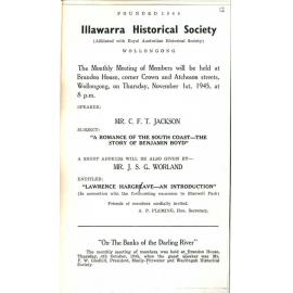 Illawarra Historical Society Bulletin October 1945