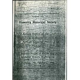 1st Annual Report of the Illawarra Historical Society 1945