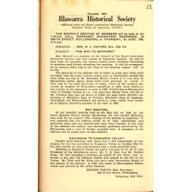 Illawarra Historical Society Bulletin May 1950
