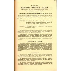 Illawarra Historical Society Bulletin August 1950