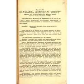 Illawarra Historical Society Bulletin September 1951