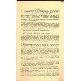 Illawarra Historical Society Bulletin November 1951