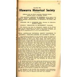 Illawarra Historical Society Bulletin March 1952