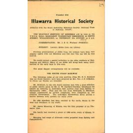 Illawarra Historical Society Bulletin July 1953