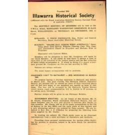 Illawarra Historical Society Bulletin November 1953