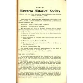 Illawarra Historical Society Bulletin August 1954