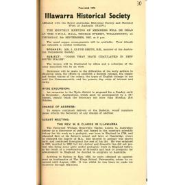 Illawarra Historical Society Bulletin August 1957