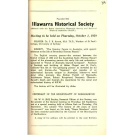 Illawarra Historical Society Bulletin September 1959