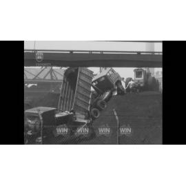 A dumptruck mishap at the Coal Loader
