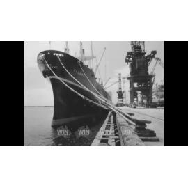 The ship Talabot unloads in Port Kembla Harbour
