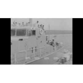 HMAS Aware pulls out and sails around Jervis Bay