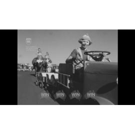 Circus performers, with elephants, at a shopping centre