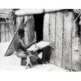 Tuvi weaving with back strap loom