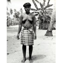 Mortlock Island girl wearing woven skirt