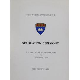 University of Wollongong Graduation Booklet - Arts and Creative Arts 8 May 1986