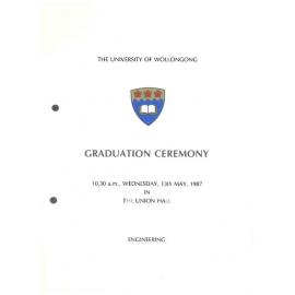 University of Wollongong Graduation Booklet - Engineering 13 May 1987