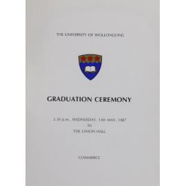 University of Wollongong Graduation Booklet - Commerce 13 May 1987