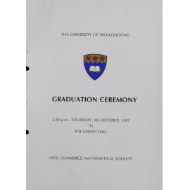 University of Wollongong Graduation Booklet - Arts, Commerce and Mathematical Sciences 8 October 1987