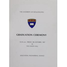 University of Wollongong Graduation Booklet - Education, Engineering and Science 9 October 1987