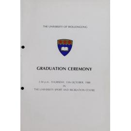 University of Wollongong Graduation Booklet - 13 October 1988