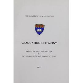 University of Wollongong Graduation Booklet - Arts 11 May 1989