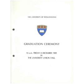 University of Wollongong Graduation Booklet - 8 December 1989