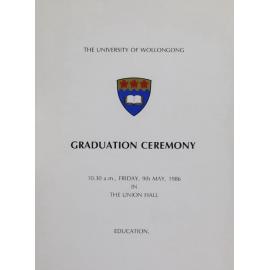 University of Wollongong Graduation Booklet - Education 9 May 1986