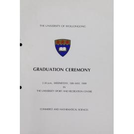 University of Wollongong Graduation Booklet - Commerce and Mathematical Sciences 10 May 1989